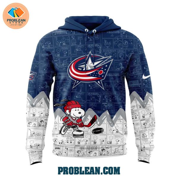 Columbus Blue Jackets 75th Anniversary of Peanuts Hoodie T Shirt