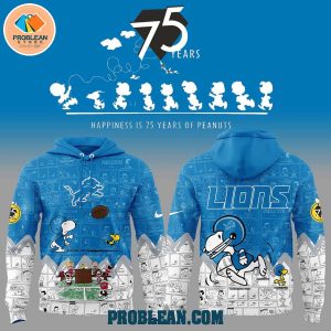 Detroit Lions 75 Years Of Peanuts Hoodie T Shirt