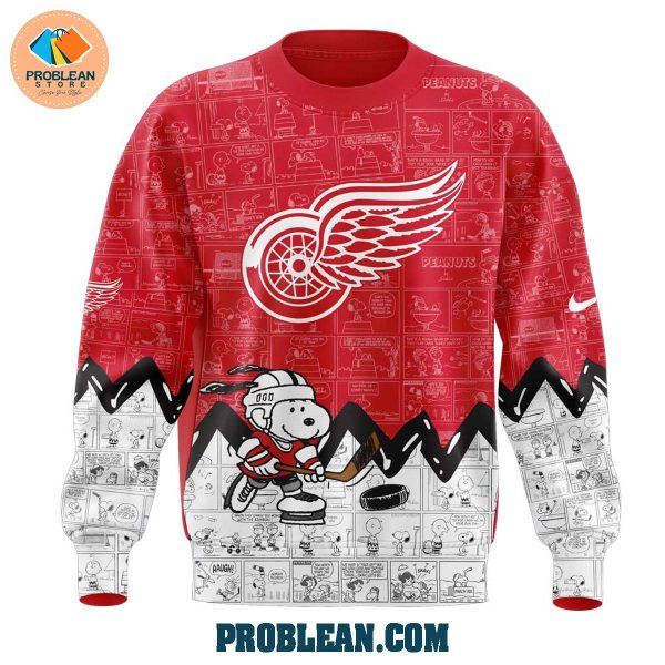 Detroit Red Wings 75th Anniversary Snoopy Peanuts Hoodie T Shirt