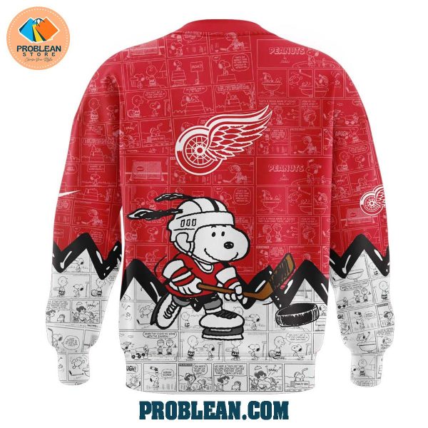 Detroit Red Wings 75th Anniversary Snoopy Peanuts Hoodie T Shirt