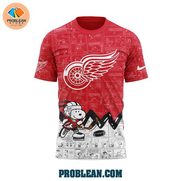 Detroit Red Wings 75th Anniversary Snoopy Peanuts Hoodie T Shirt