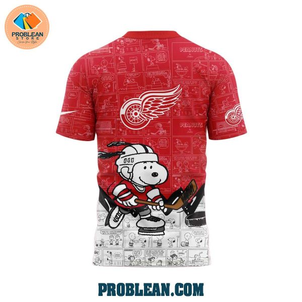 Detroit Red Wings 75th Anniversary Snoopy Peanuts Hoodie T Shirt