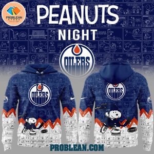 Edmonton Oilers 75th Anniversary Snoopy Peanuts Hoodie T Shirt