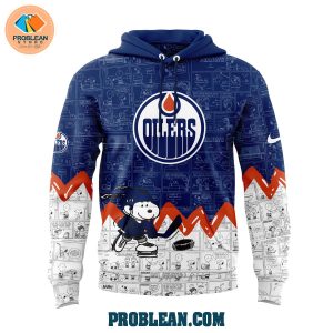 Edmonton Oilers 75th Anniversary Snoopy Peanuts Hoodie T Shirt