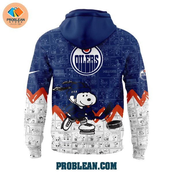 Edmonton Oilers 75th Anniversary Snoopy Peanuts Hoodie T Shirt