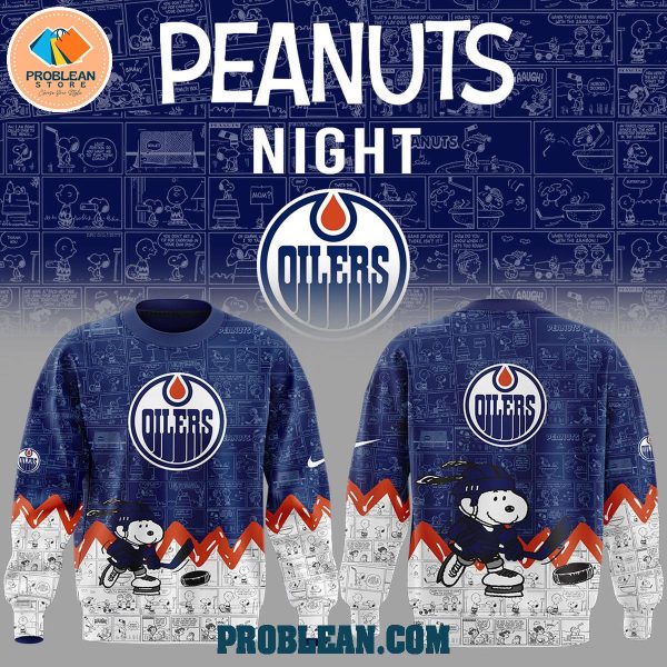 Edmonton Oilers 75th Anniversary Snoopy Peanuts Hoodie T Shirt