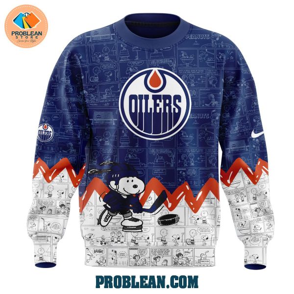 Edmonton Oilers 75th Anniversary Snoopy Peanuts Hoodie T Shirt