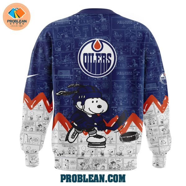 Edmonton Oilers 75th Anniversary Snoopy Peanuts Hoodie T Shirt