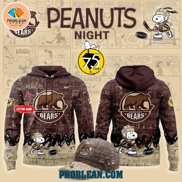 Hershey Bears 75th Anniversary Snoopy Peanuts Hoodie T Shirt