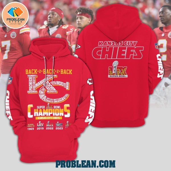 Kansas City Chiefs Back 2 Back 2 Back Super Bowl Hoodie T Shirt