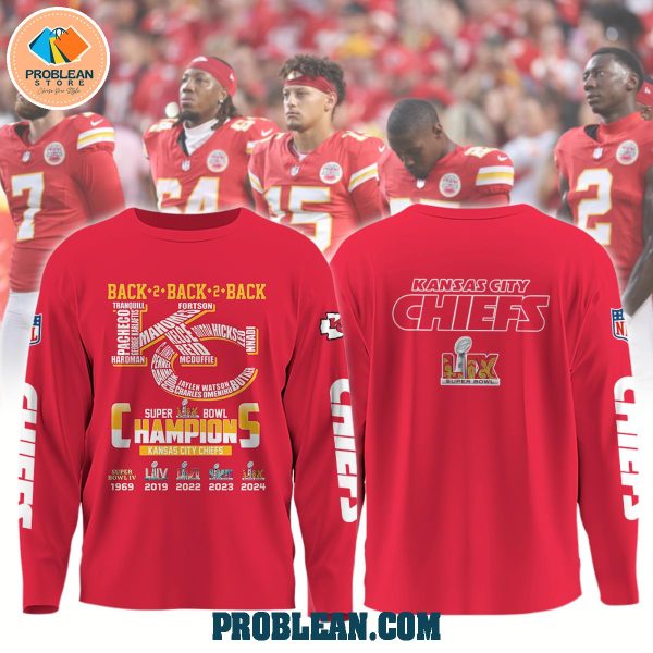 Kansas City Chiefs Back 2 Back 2 Back Super Bowl Hoodie T Shirt