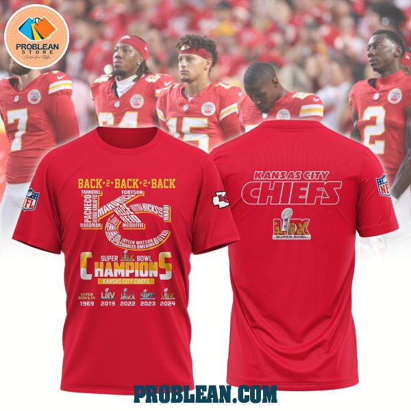 Kansas City Chiefs Back 2 Back 2 Back Super Bowl Hoodie T Shirt