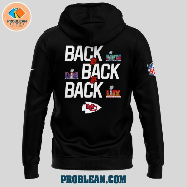 Kansas City Chiefs LIX Back To Back To Back Champions Black Hoodie T Shirt