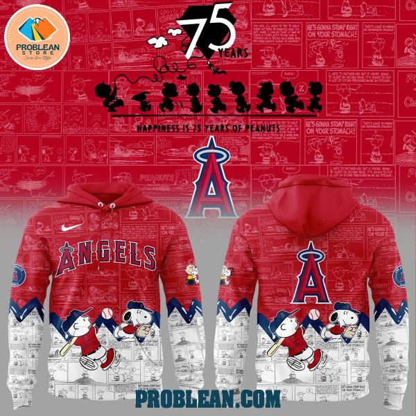 Los Angeles Angels Happiness 75 Years Of Peanuts Hoodie T Shirt