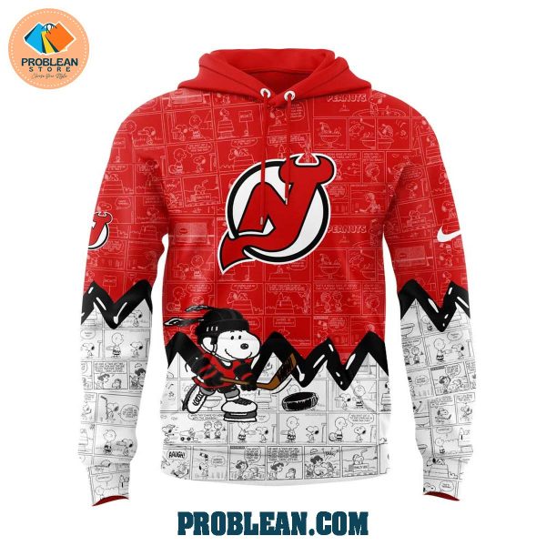 New Jersey Devils 75th Anniversary Snoopy Peanuts Hoodie T Shirt