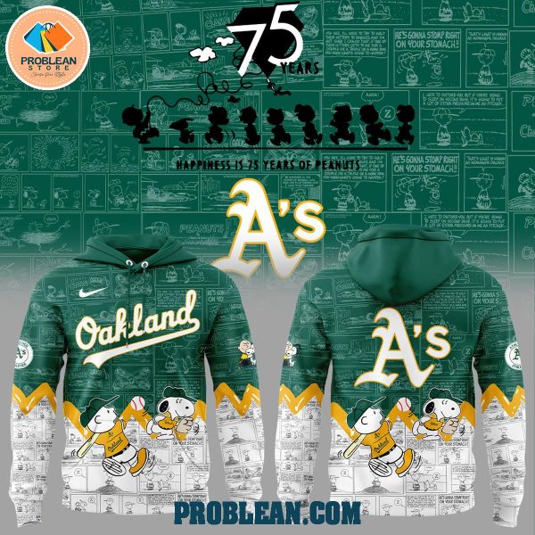 Oakland Athletics 75th Anniversary Snoopy Peanuts Hoodie T Shirt